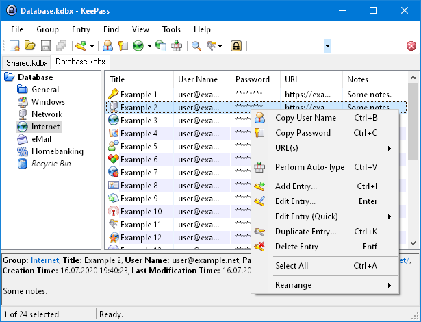 Interface keepass