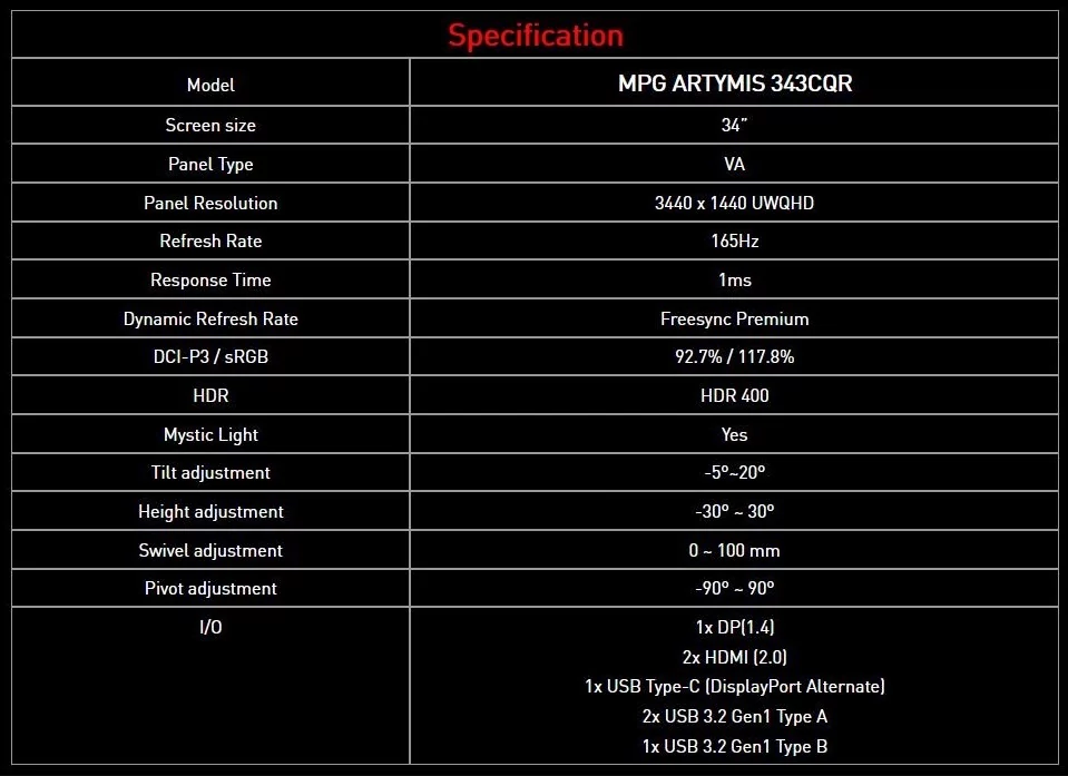 MSI MPG ARTYMIS 343CQR Gaming Monitor-2 © © MSI