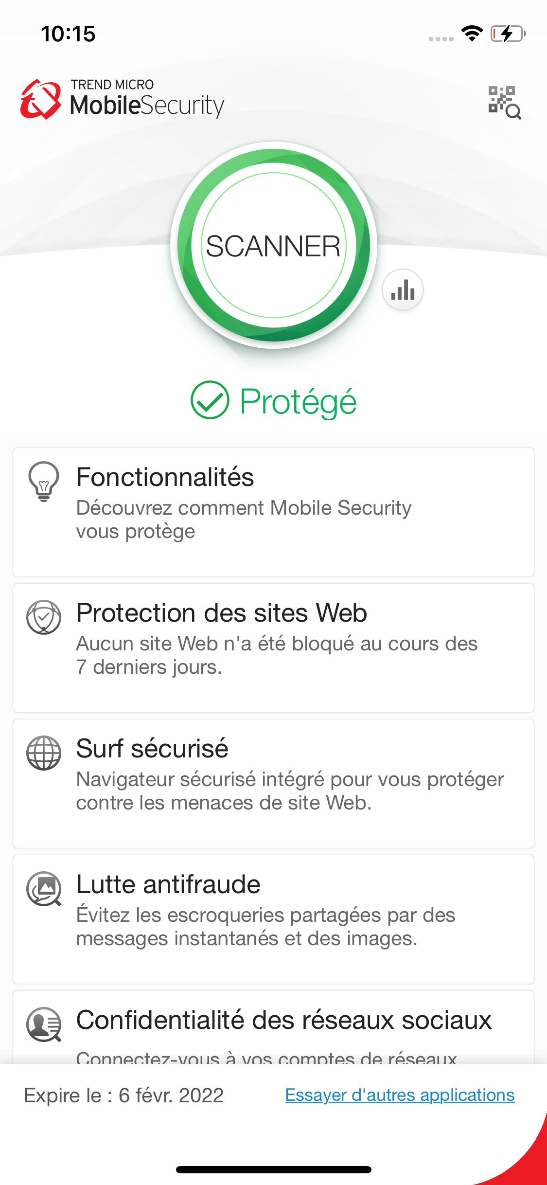 Trend Micro Mobile Security iOS © Clubic.com/Stephane Ruscher