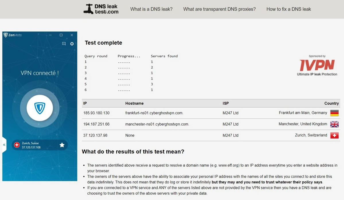 zenmate dns leak from suisse 2 © P-E LAURENT