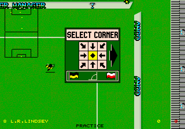 Que d&#039;options pour frapper le corner ! (Kick Off 2, Amiga) © Moby Games