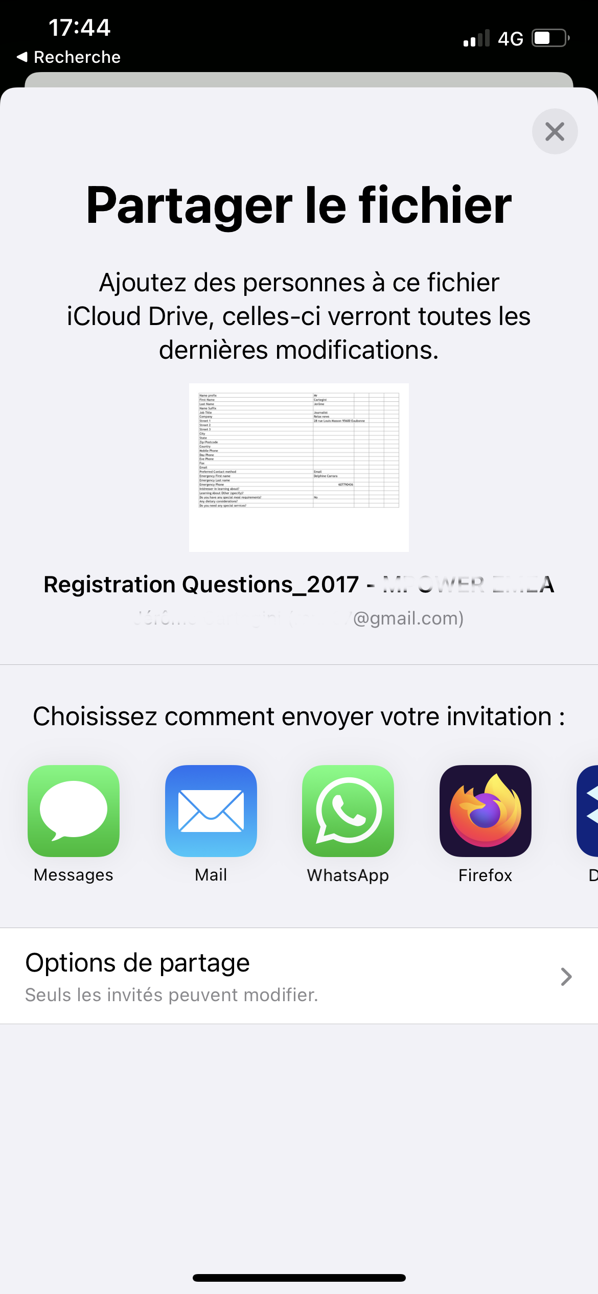 iCloud - Partage de fichier sur iOS 