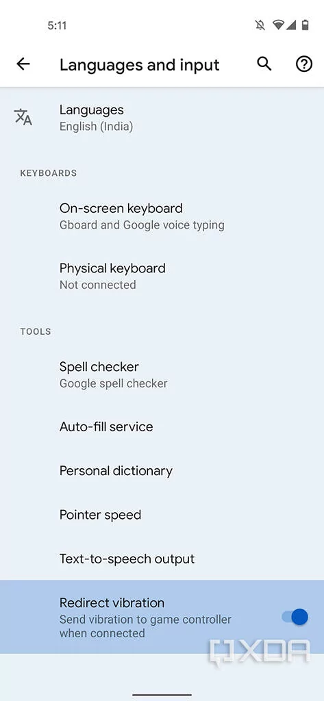 Android 12 vibrations manette © © XDA Developers