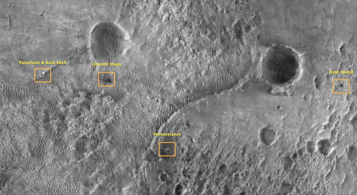 Perseverance vu par MRO HiRISE 3 © NASA/JPL-Caltech