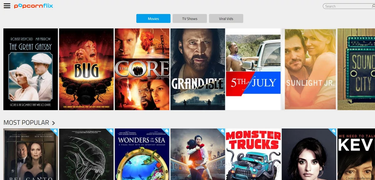 popcornflix_home © P-E LAURENT pour Clubic