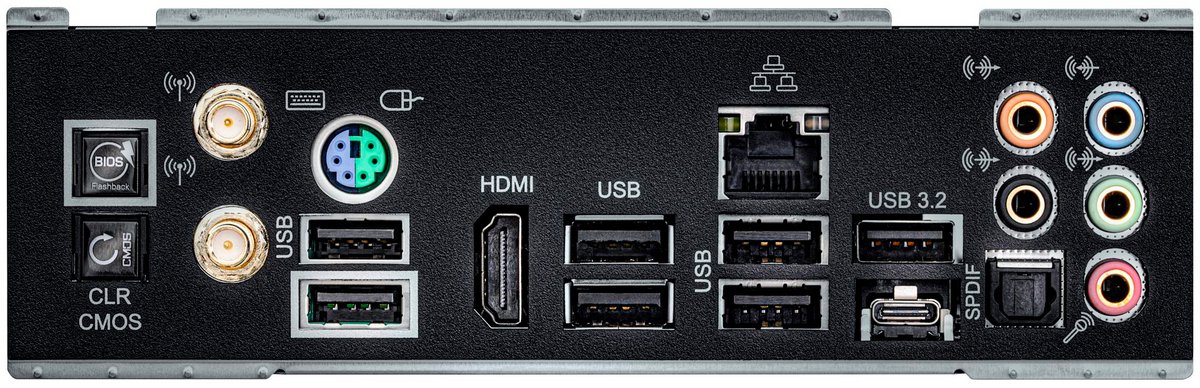 Une connectique I/O shield très complète, mais un seul port USB-C © ASRock