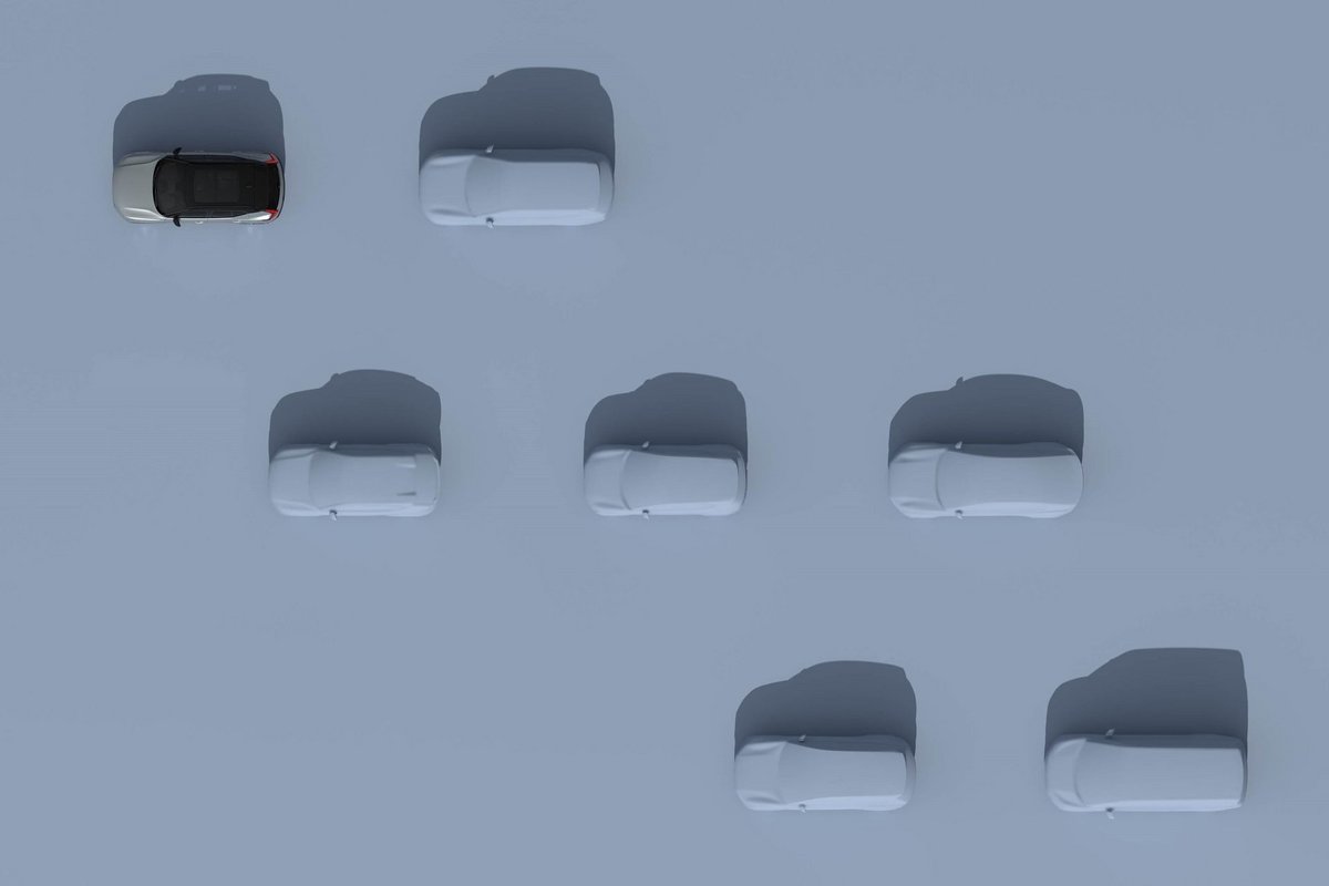 Les 7 modèles électriques, dont le XC40 en haut à gauche. © Volvo