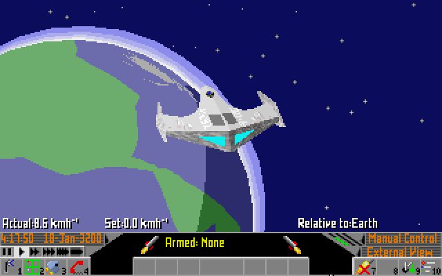 La version DOS de Frontier: Elite II aura été la seule à bénéficier de (quelques) textures © Moby Games