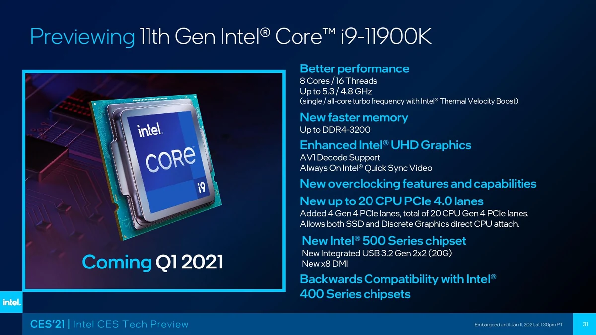 Intel Core i9-11900K © WCCFTech