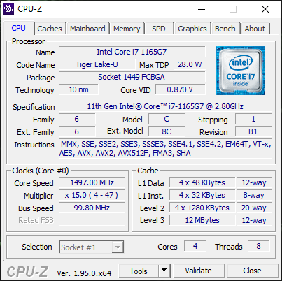 Le processeur Intel Core i7-1165G7