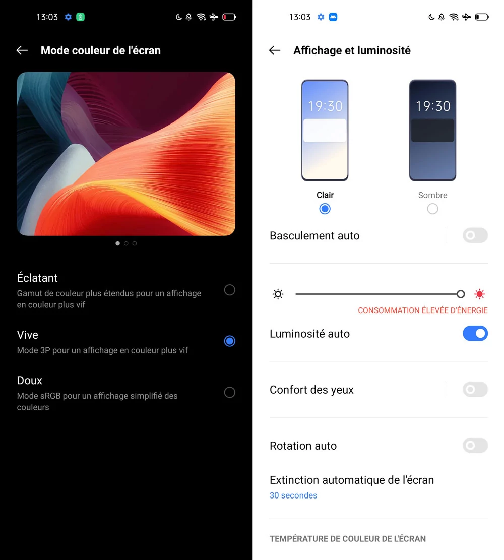 couleur ecran realme 8 pro