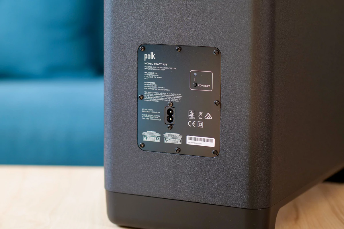 Polk React connexions caisson de basse