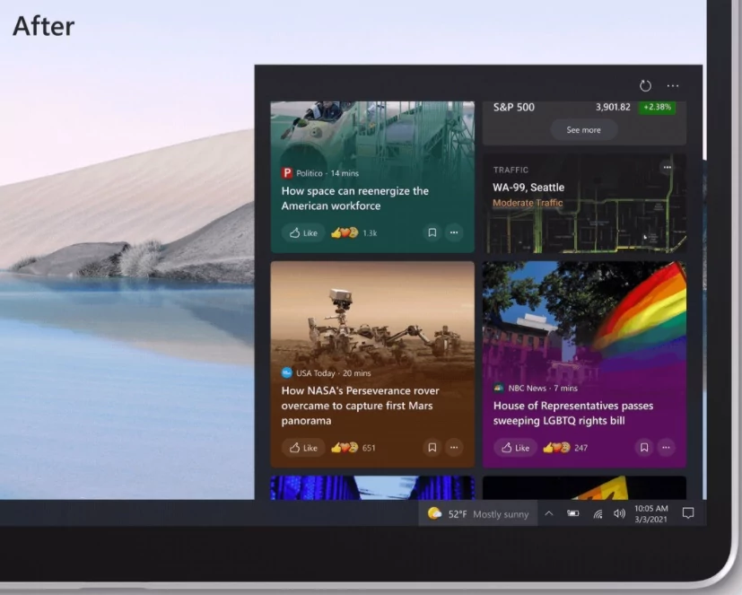 Widget barre des tâches © Windows Latest
