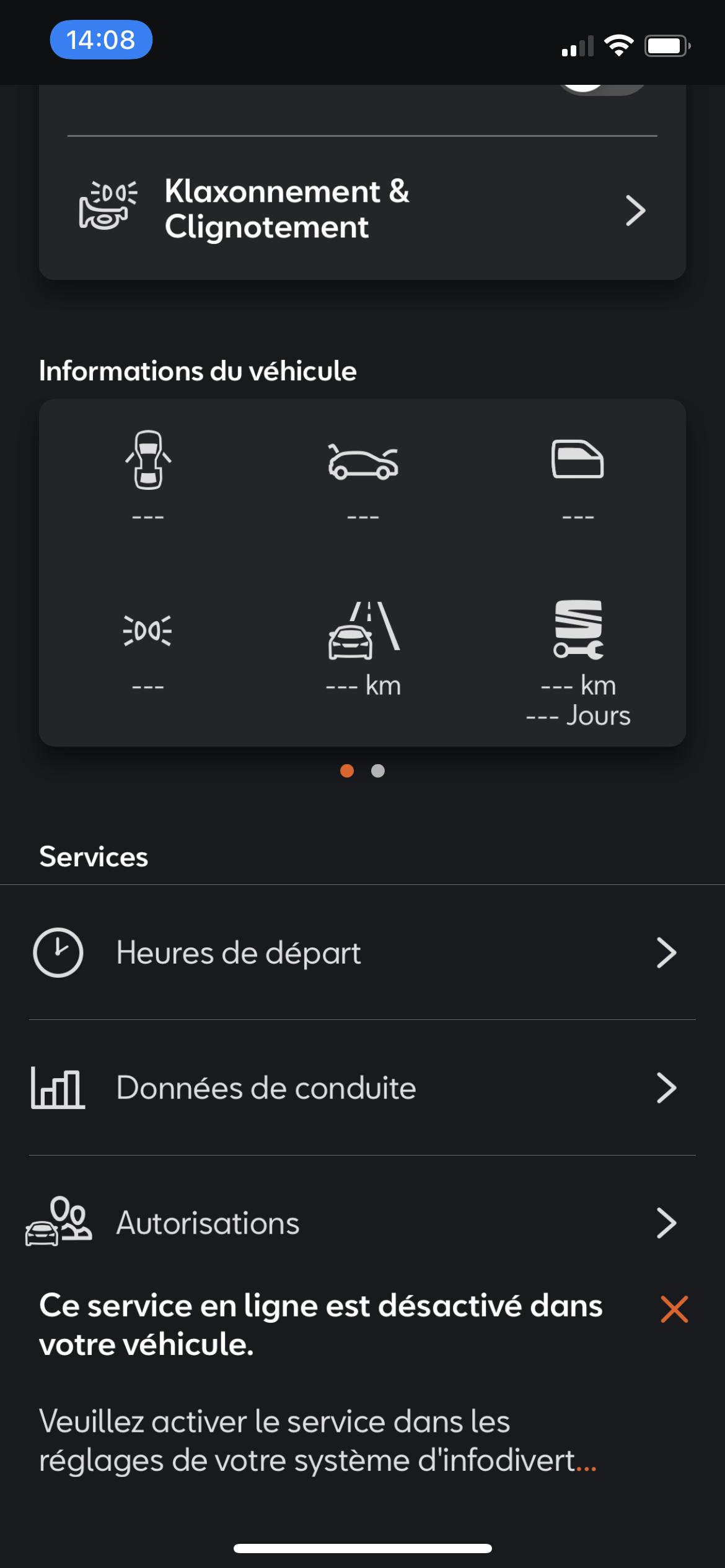 Application SEAT Connect sur iOS