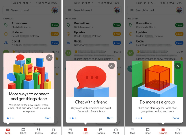Google Chat s'invite désormais dans tous les comptes Gmail