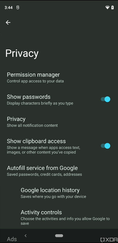 Android 12 privacy © © XDA Developers