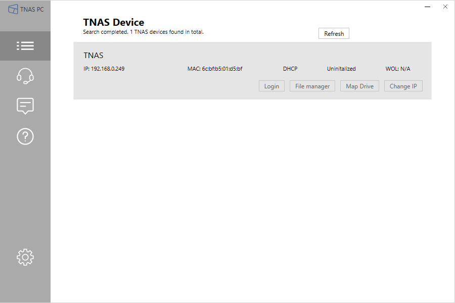 TNAS PC est l&#039;outil, bien pratique, pour détecter les produits TerraMaster sur le réseau © Nerces