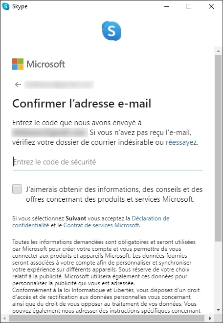 Skype compte © Capture d'écran