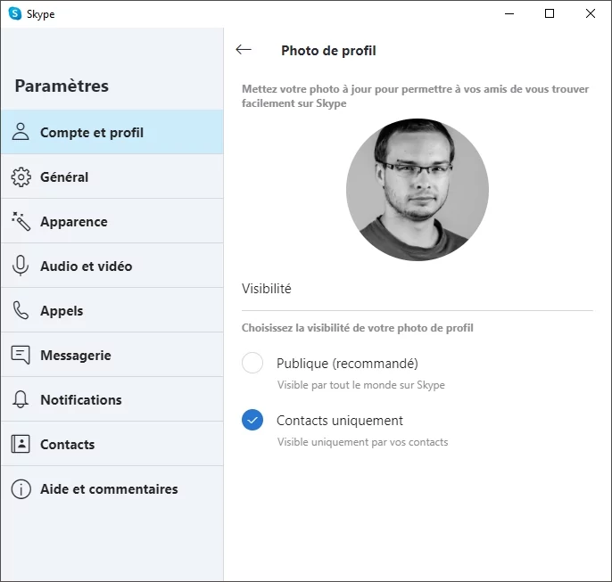 skype profil © Capture d'écran
