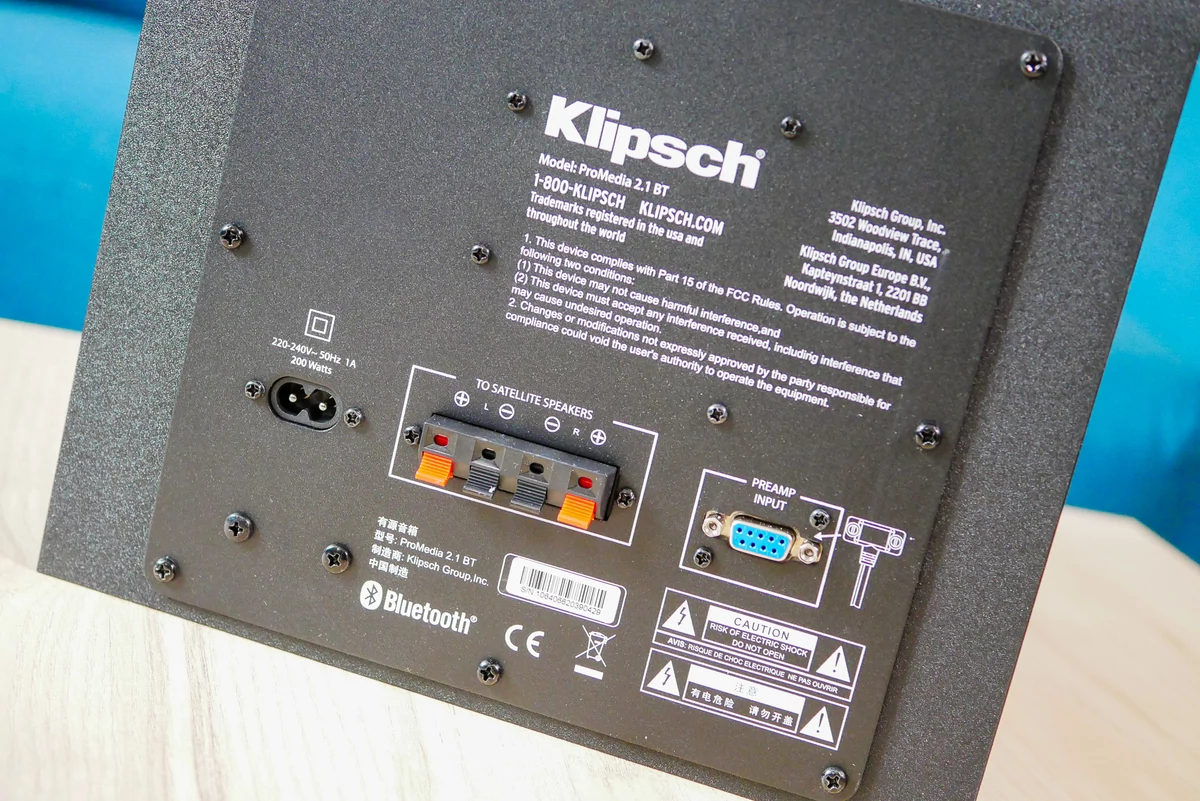 Klipsch ProMedia 2.1 BT connexions