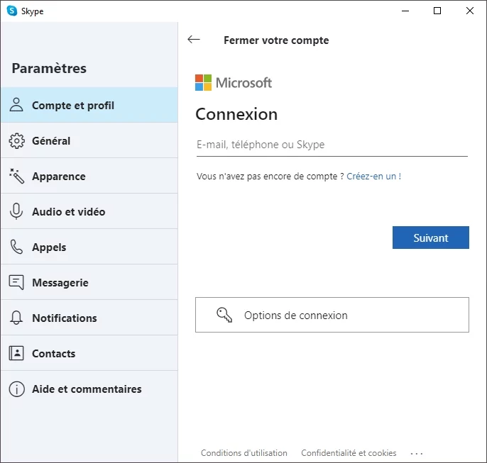skype cloture © Capture d'écran
