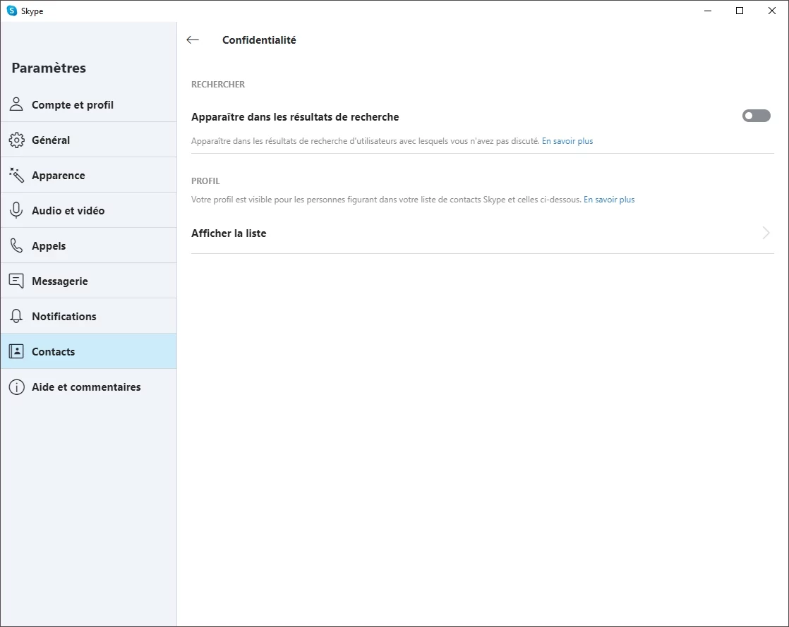 Skype recherche © Capture d'écran