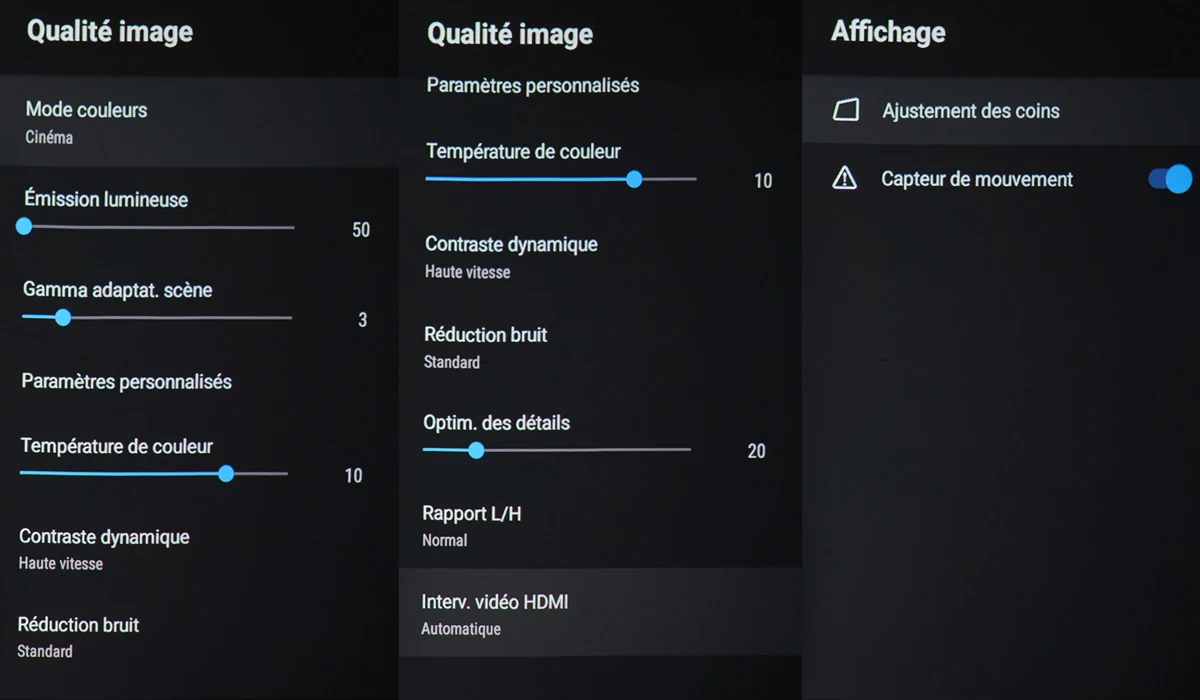 Epson EH-LS300 menus réglages