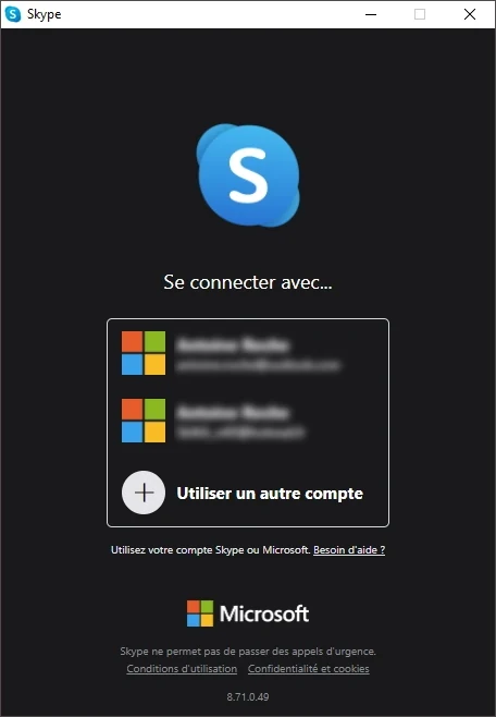 Skype connec © Capture d'écran