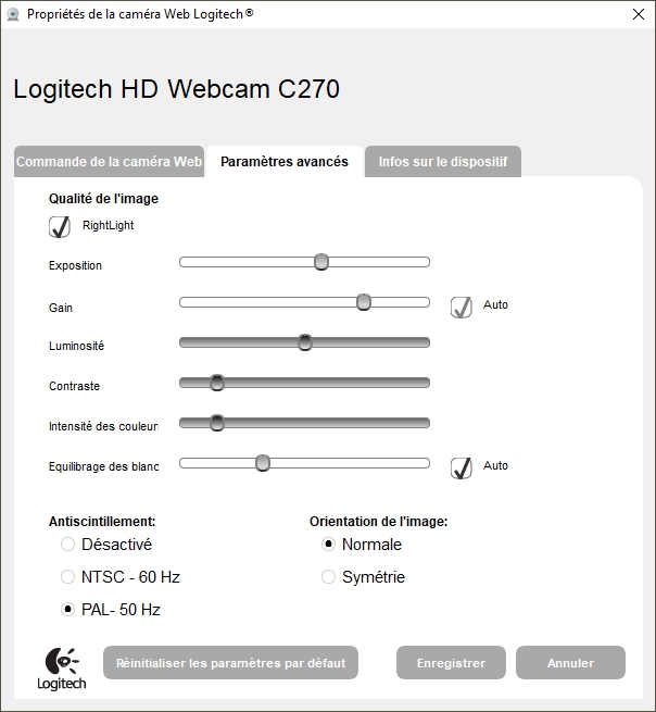 Logitech webcam © Capture d&#039;écran