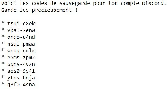tuto discord deux facteurs codes