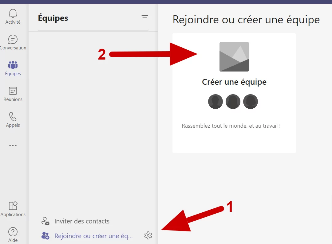Microsoft Teams équipe créée