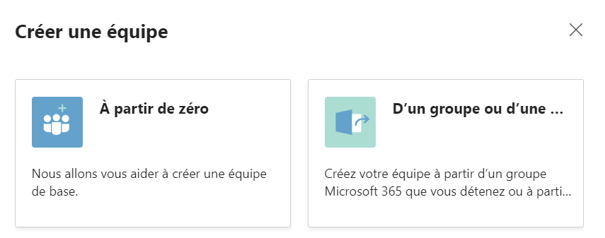 Microsoft Teams équipe créée