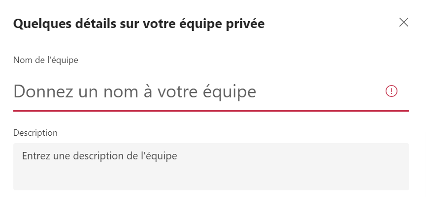 Microsoft Teams équipe créée