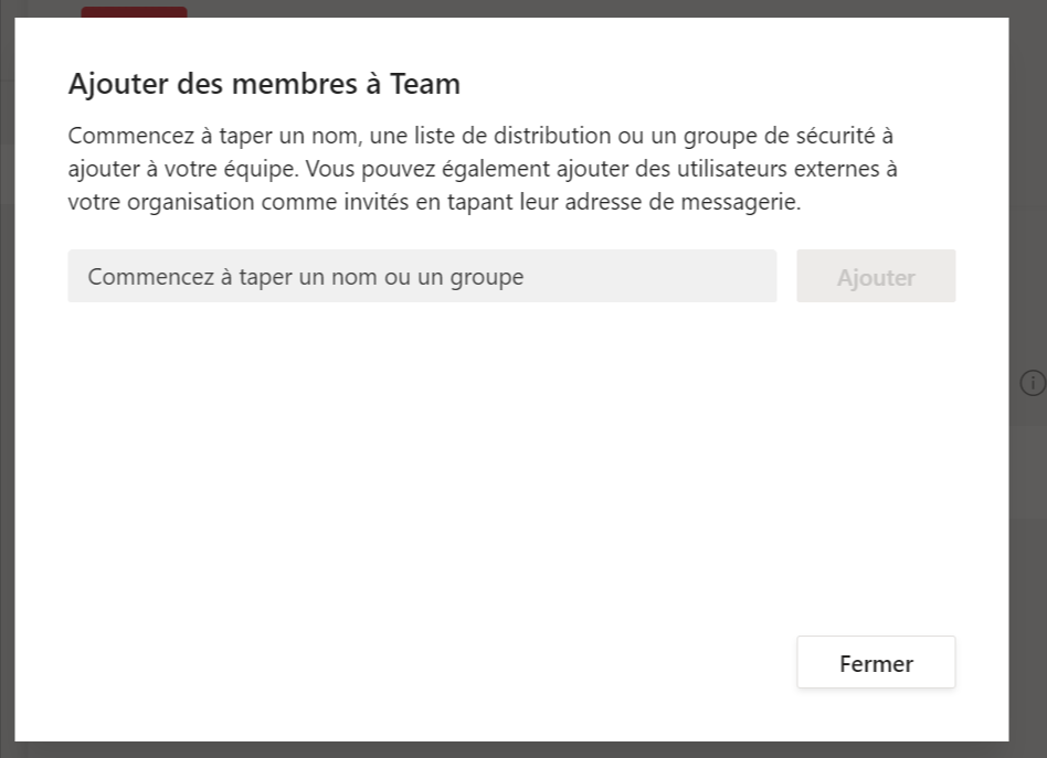 Microsoft Teams équipe créée