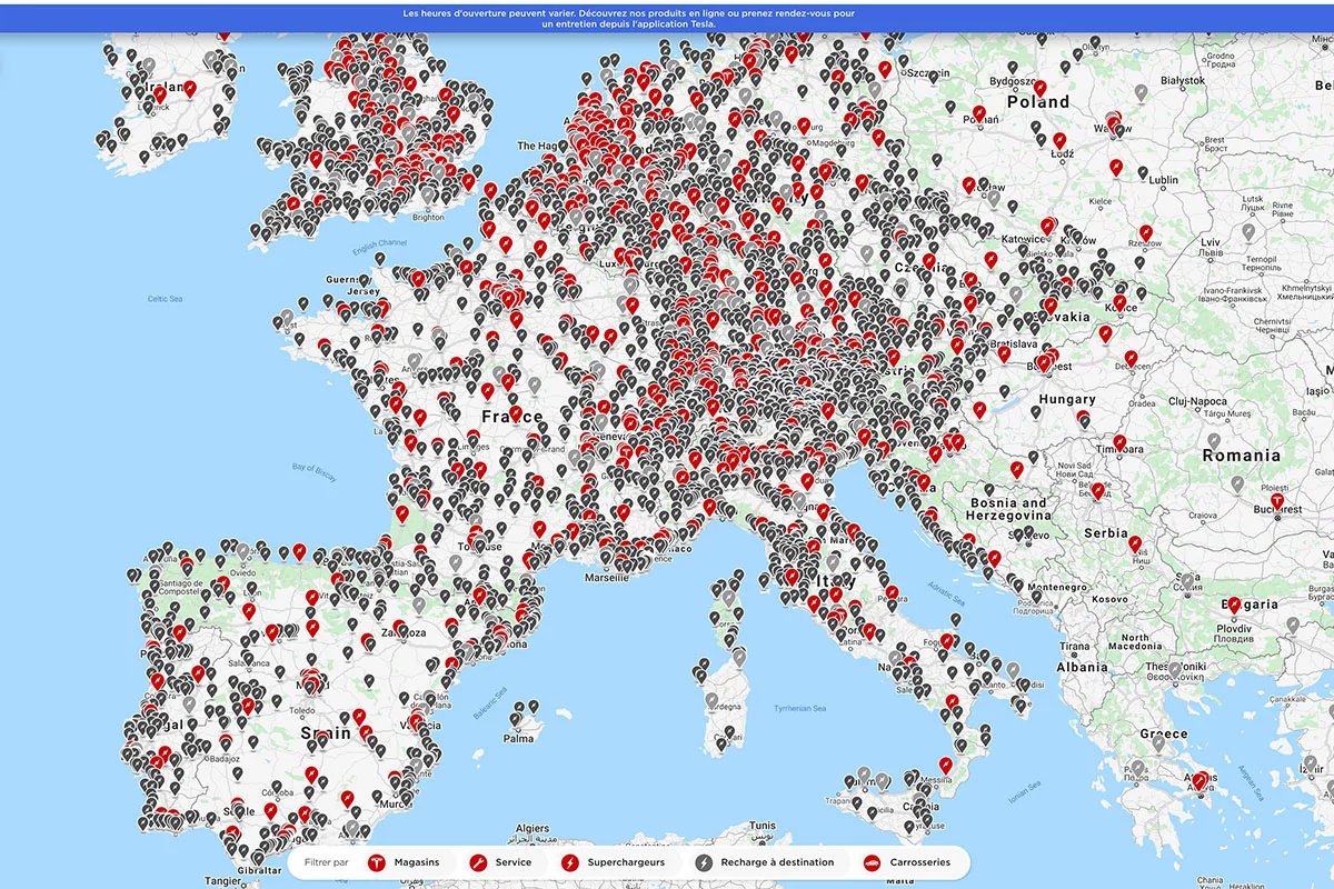 carte de france des bornes de recharge électrique gratuites