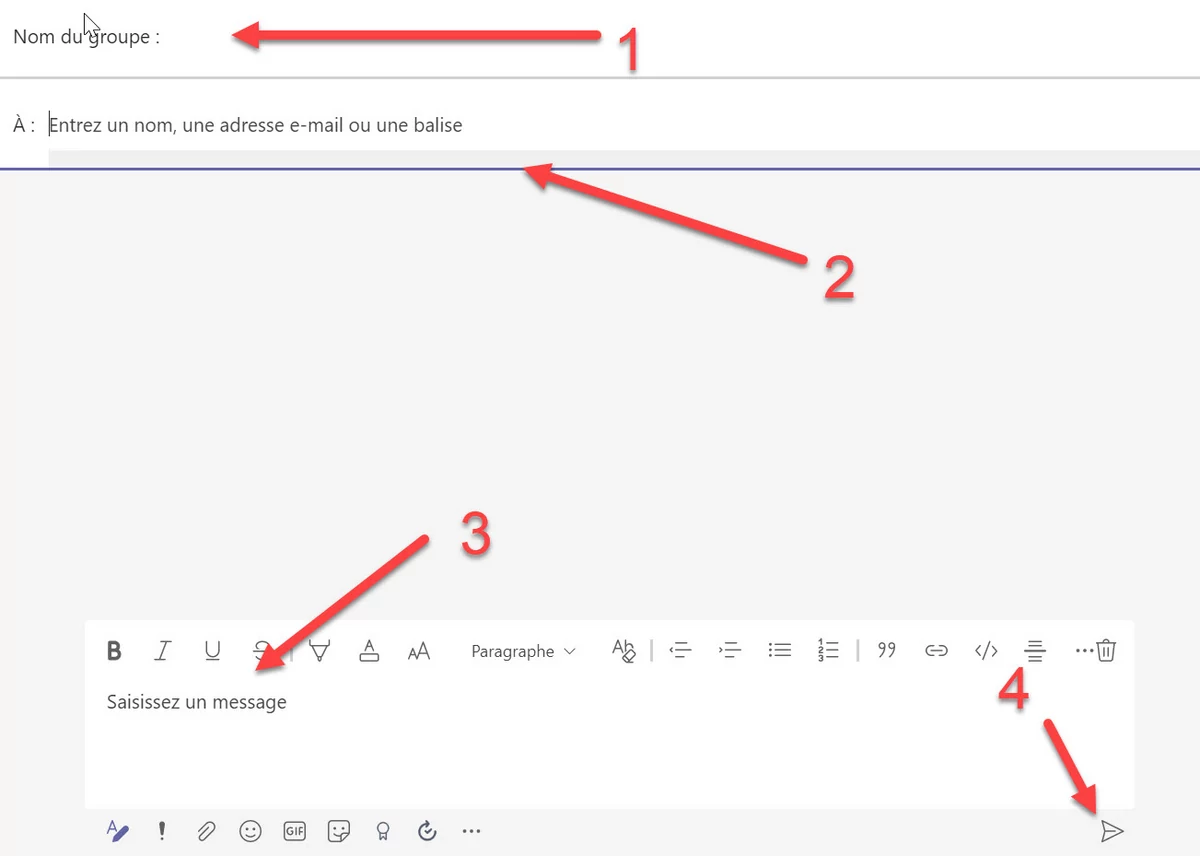 Microsoft Teams conversations de groupe