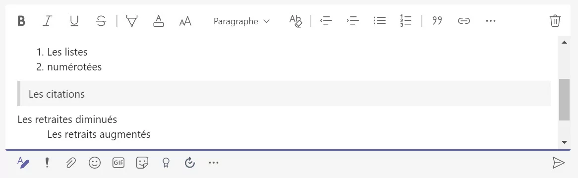 Microsoft Teams Traitement de texte
