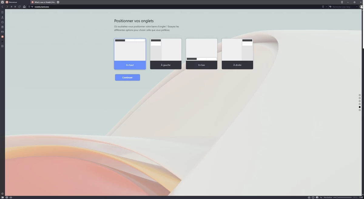 Vivaldi install © Capture d'écran