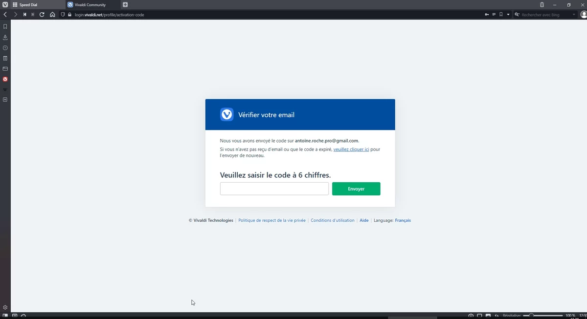 Vivaldi compte © Capture d'écran