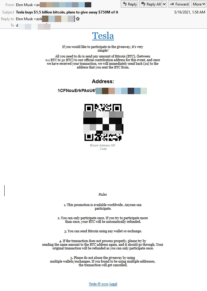 QR code piège Bitcoin