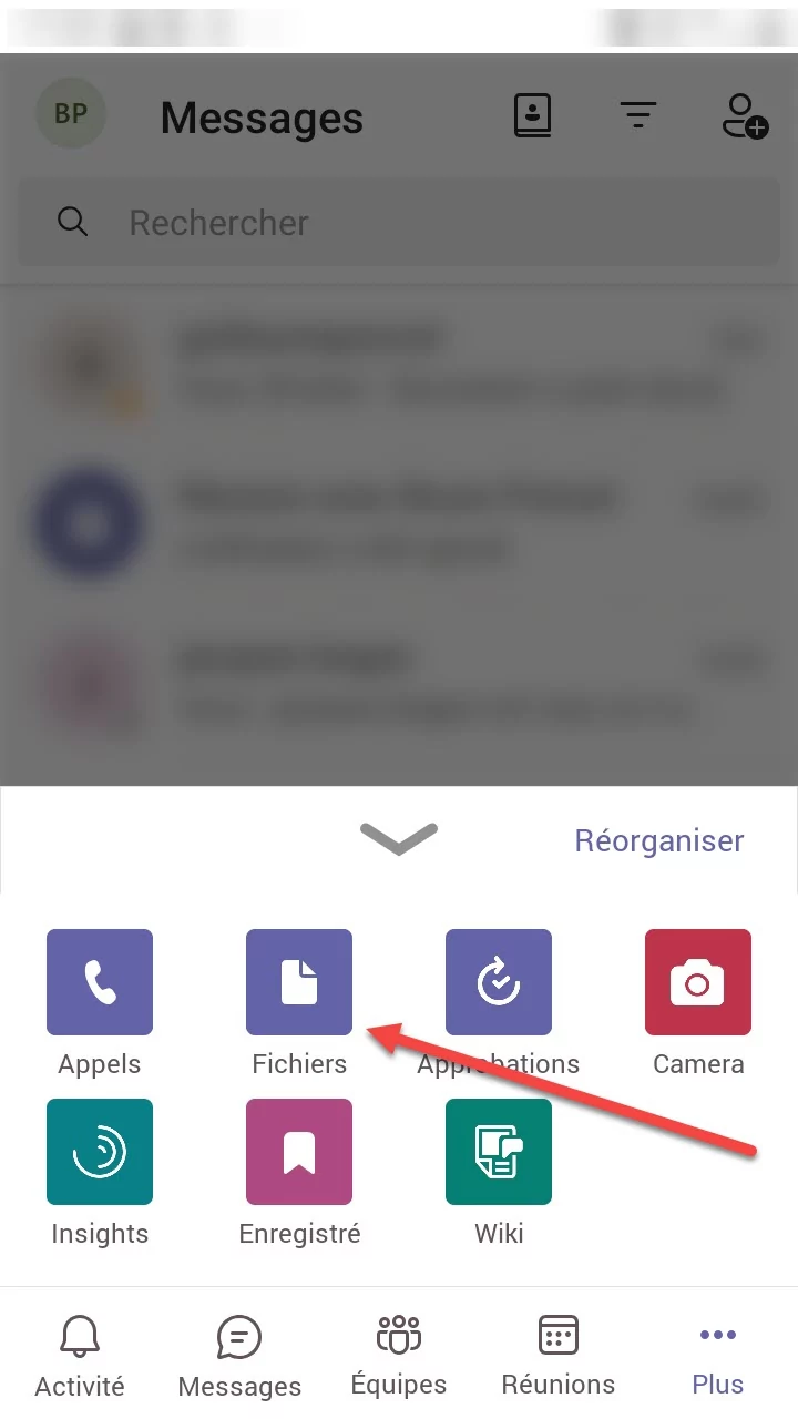 Microsoft Teams récupérer fichier smartphone