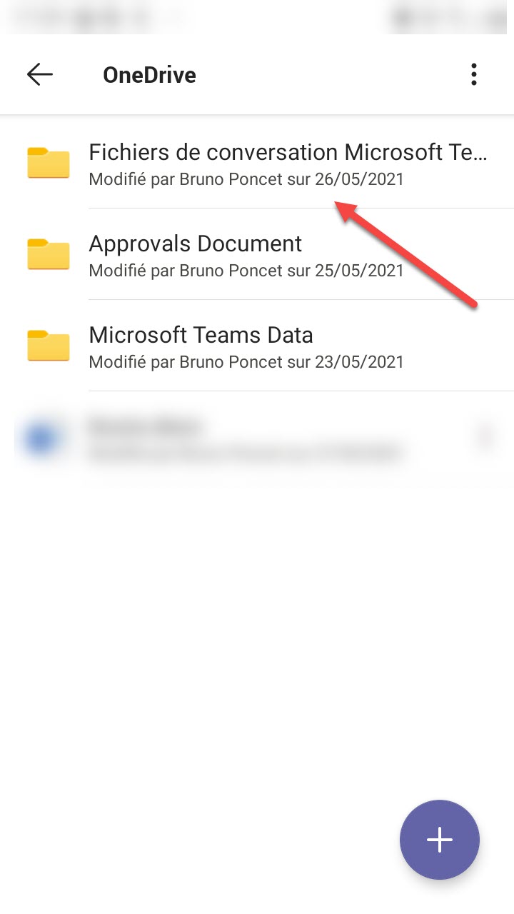 Microsoft Teams récupérer fichier smartphone