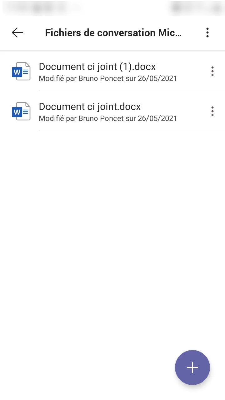 Microsoft Teams récupérer fichier smartphone