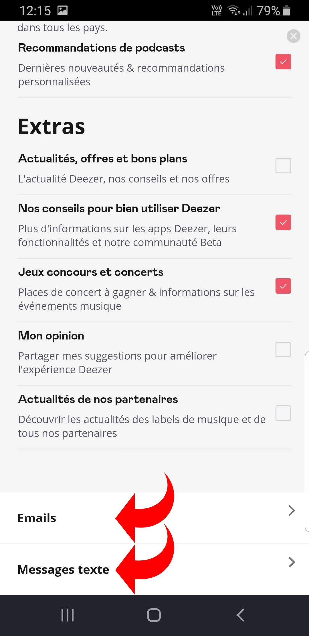 Notifications Deezer