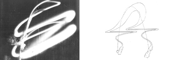 Le nuage de sodium déployé par Véronique AGI lors de son vol parabolique de mars 1959 permet de mettre en évidence les différentes couches de la très haute atmosphère. Crédit: CNES