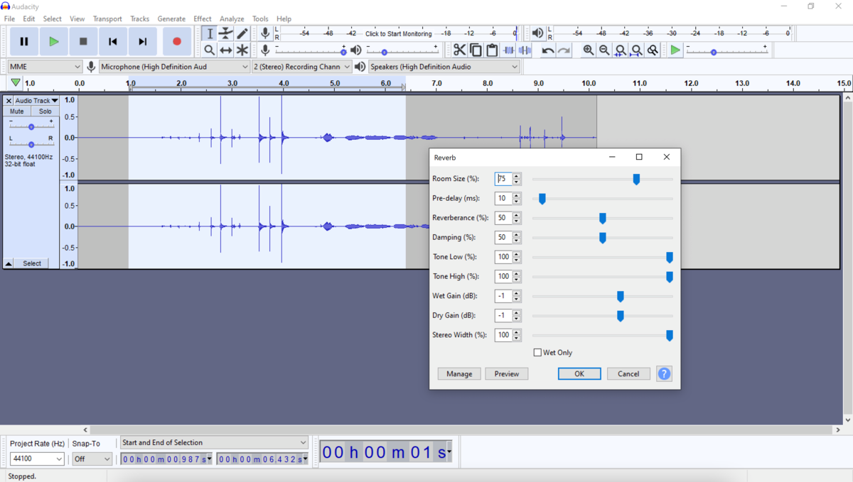 Audacity Reverb