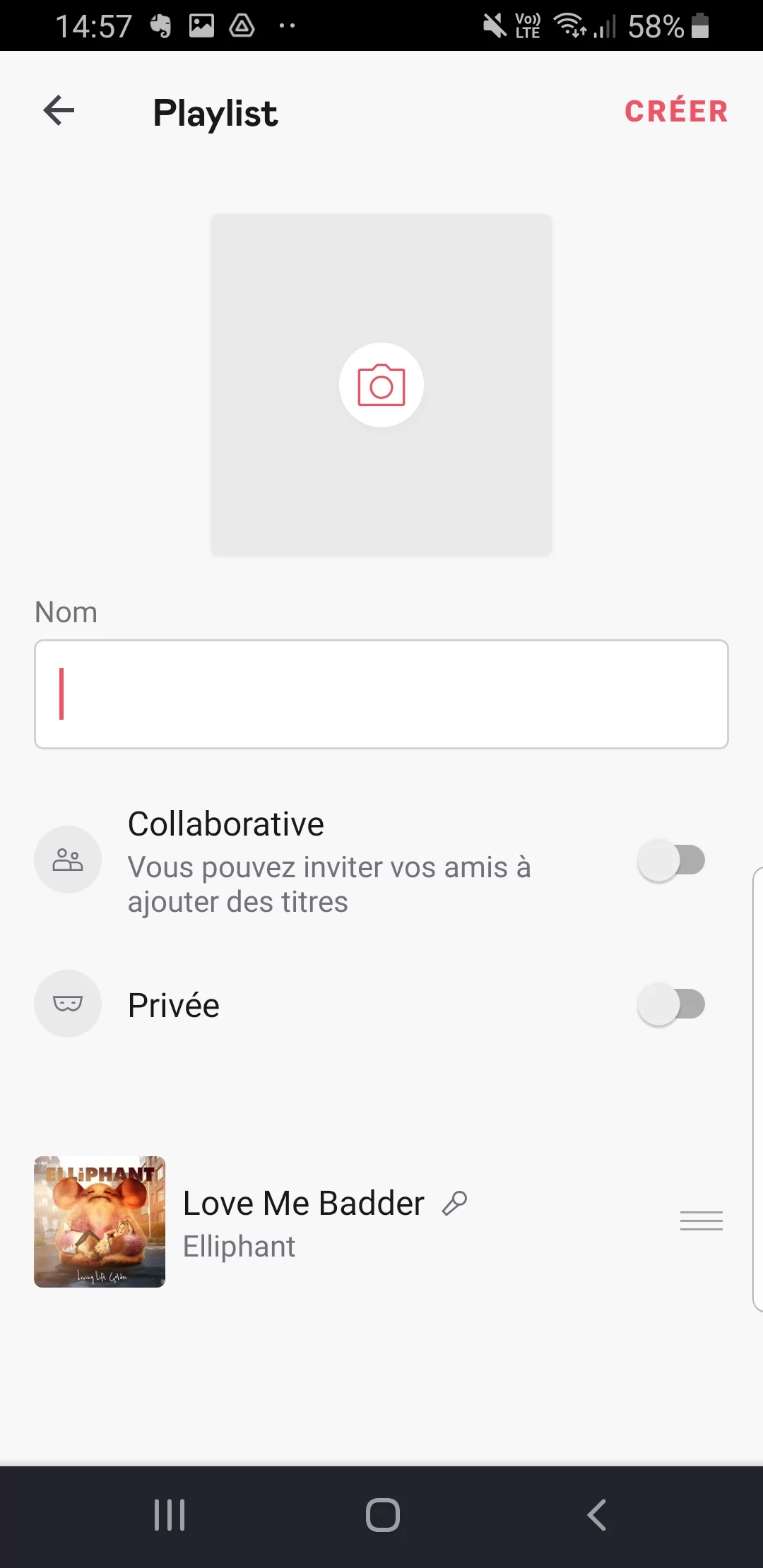 Morceau playlist Deezer
