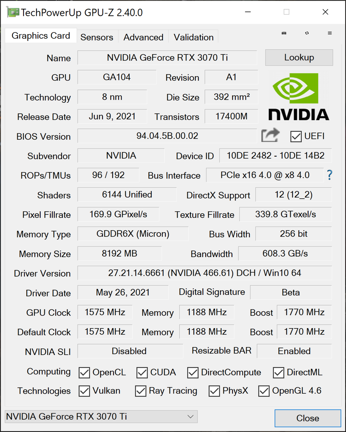 NVIDIA GeForce RTX 3070 Ti © Nerces