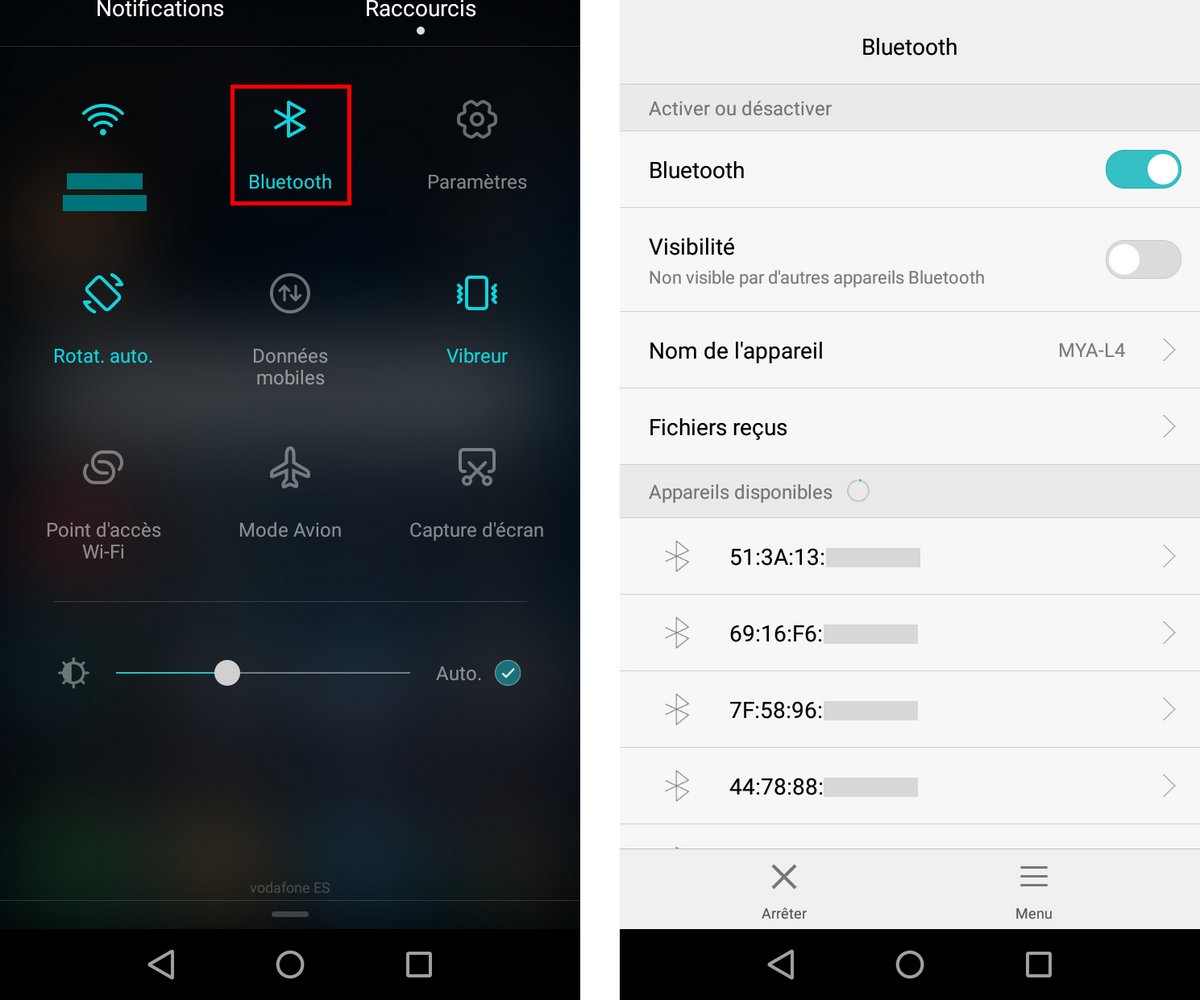 Activation du Bluetooth sur un smartphone Android