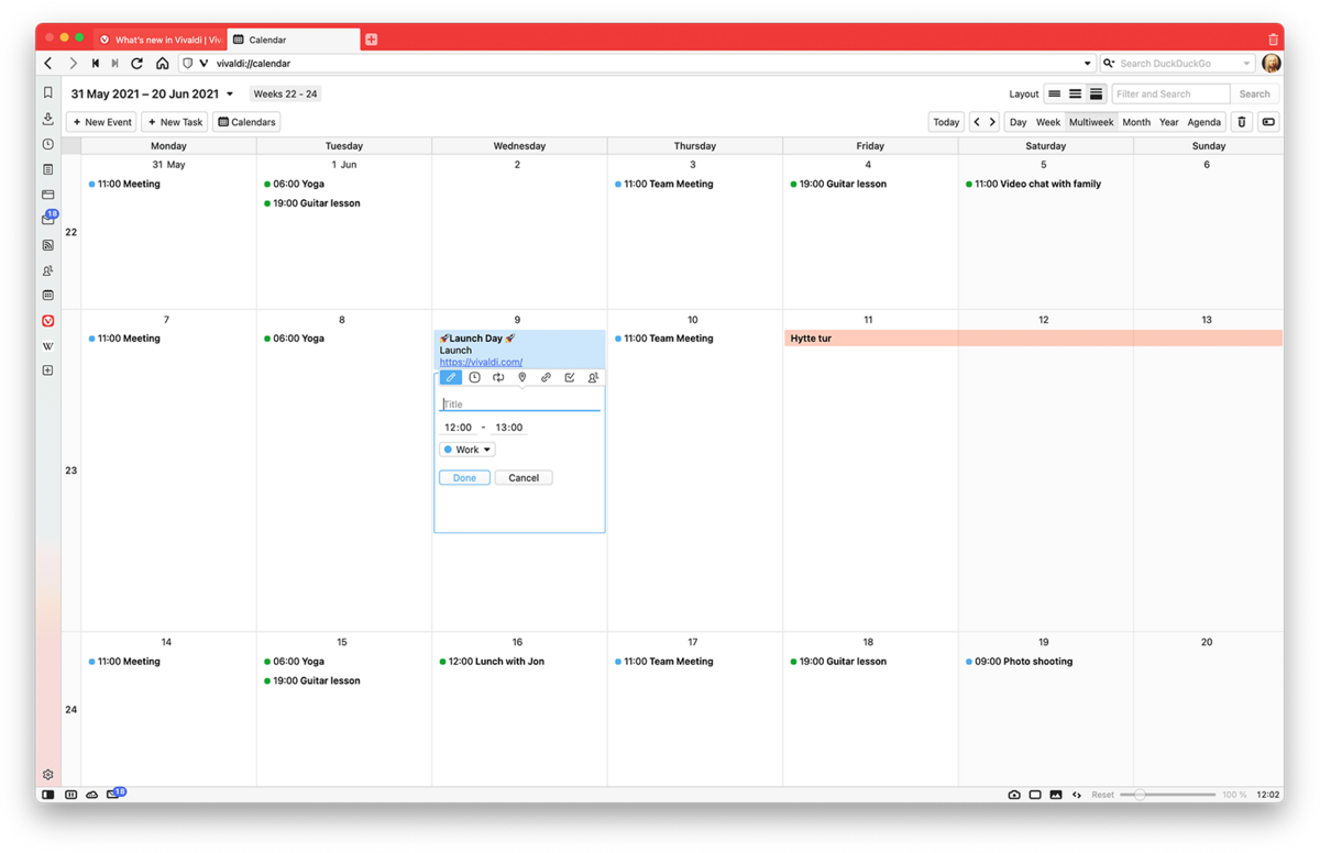 Vivaldi calendar © Vivaldi